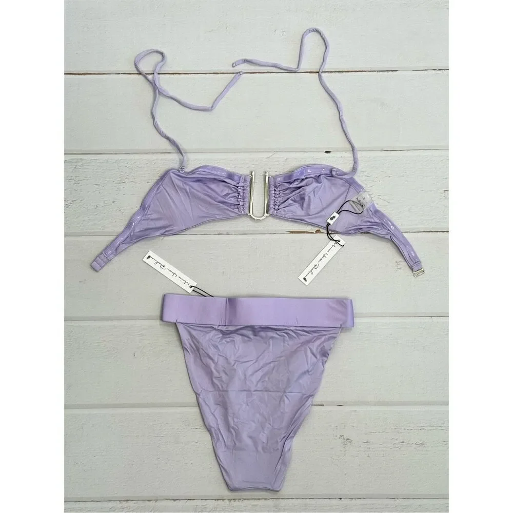 Monica Hansen Womens Tropical Affair Bandeau Bikini Top Bottom Set Small